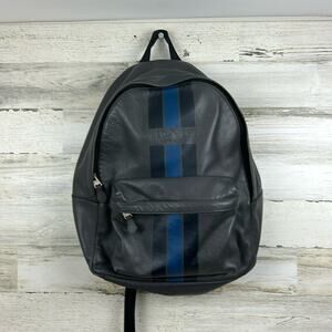 Coach charles gray and blue striped leather backpack